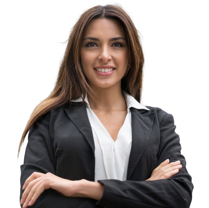 Businesswoman smiling with arms crossed